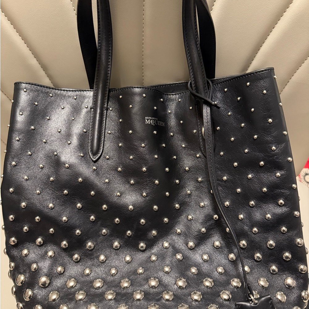 Alexander McQueen Black and Silver Studded Tote
